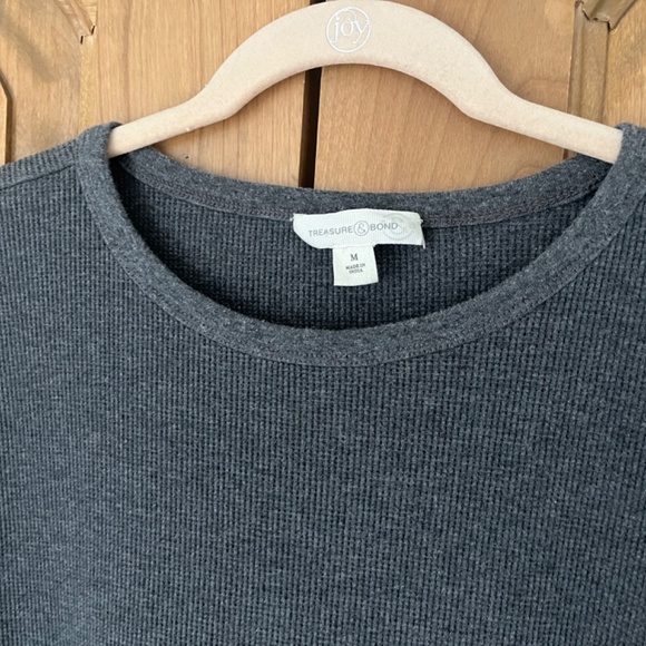 Nordstrom Treasure & Bond Oversize Organic Cotton Blend Thermal Knit Top - Picture 3 of 4